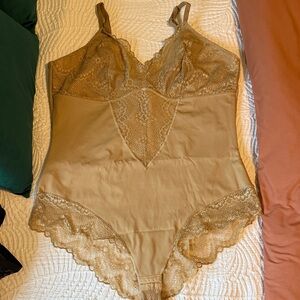 Lace Shapewear Bodysuit in Beige